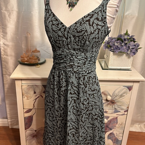 Ann Taylor Teal and Cocoa 100% Silk Dress - Picture 3 of 7
